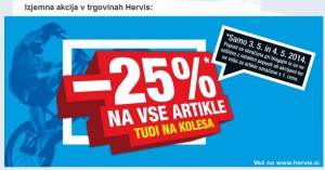 Hervis vikend akcija -25 % popusta na vse artikle