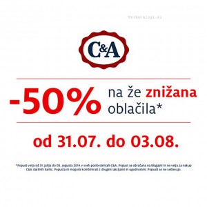 C&A akcija – 50 % na že znižana oblačila