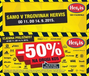 Hervis vikend akcija – 50 % na drugi kos