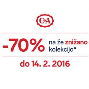 C&A akcija – 70 % do 14. 12.