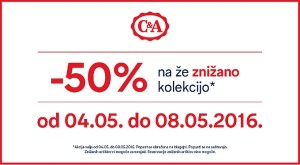 C&A akcija – 50 % na že znižano kolekcijo do 08. 05.
