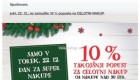 Mercator akcija 10 % popust na celoten nakup 22. 12.