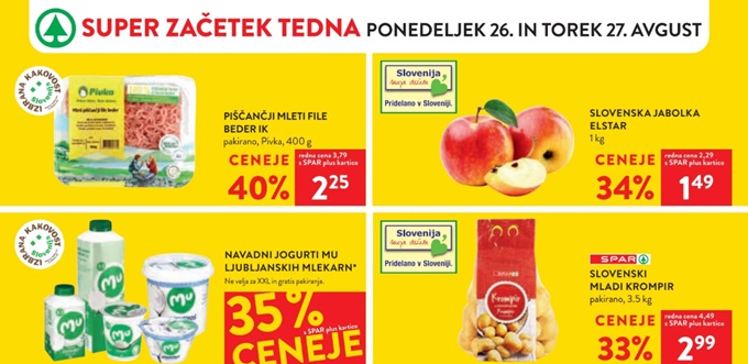 Spar in Interspar akcija za začetek tedna do 27.8.