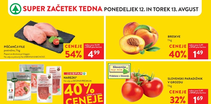 Spar in Interspar akcija za začetek tedna do 13.8.