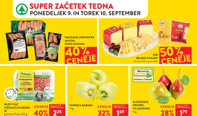 Spar in Interspar akcija za začetek tedna do 10.9.