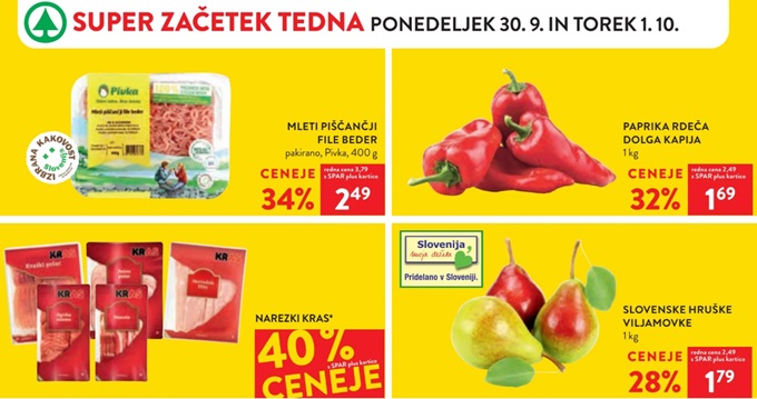 Spar in Interspar akcija za začetek tedna do 1.10.