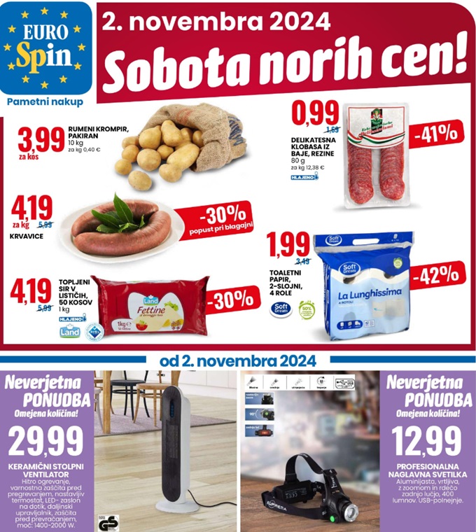 Eurospin sobota norih cen 2.11.