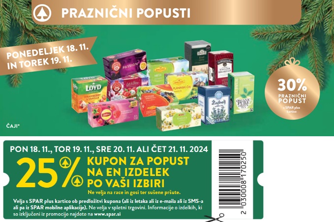 Spar in Interspar akcija za začetek tedna do 19.11.