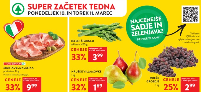 Spar in Interspar akcija za začetek tedna do 11.3.