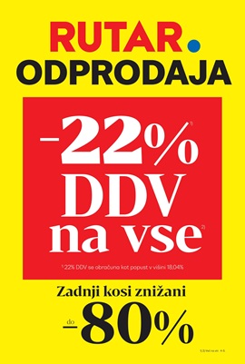 Rutar katalog Odprodaja -22% DDV na vse