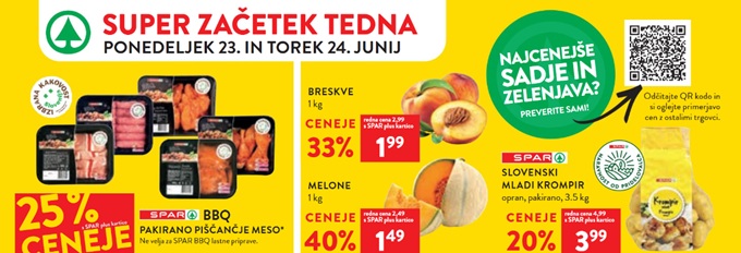 Spar in Interspar akcija za začetek tedna do 24.6.