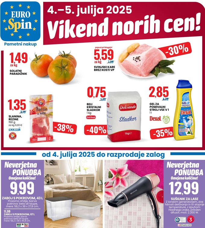 Eurospin vikend norih cen do 5.7.