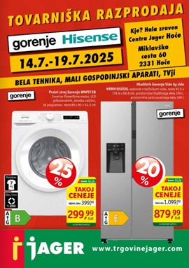 Jager katalog Tovarniška razprodaja Gorenje Hisense