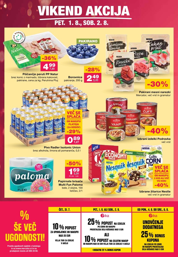 Mercator vikend akcija do 2.8.