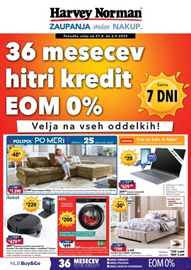 Harvey Norman katalog 36 mesecev hitri kredit EOM 0%