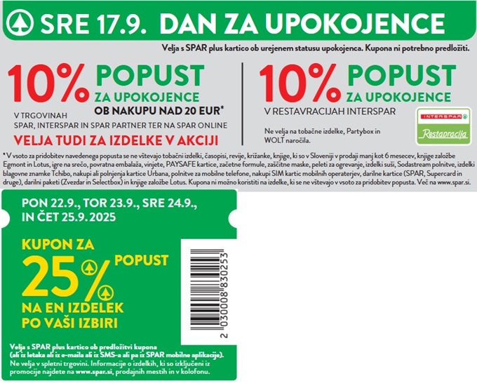 Spar akcija upokojence