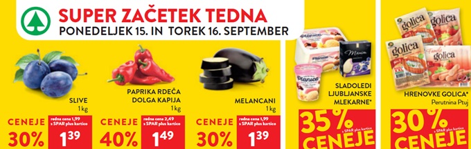 Spar in Interspar akcija za začetek tedna do 16.9.