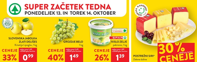 Spar in Interspar akcija za začetek tedna do 14.10.