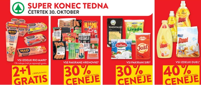 Spar in Interspar akcija konec tedna 30.10. Spar in Interspar akcija konec tedna 30.10.
