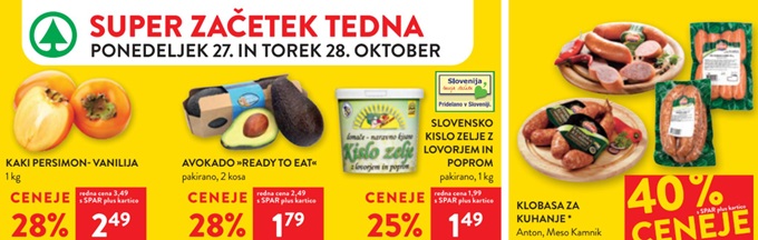 Spar in Interspar akcija za začetek tedna do 28.10. Spar in Interspar akcija za začetek tedna do 28.10.