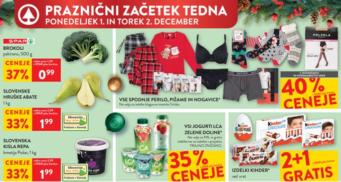Spar in Interspar akcija za začetek tedna do 2.12.