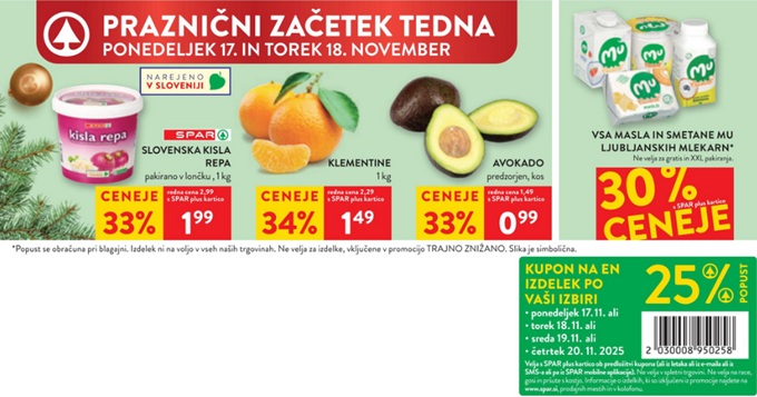 Spar in Interspar akcija za začetek tedna do 18.11.