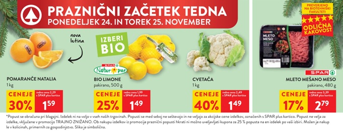 Spar in Interspar akcija za začetek tedna do 25.11.
