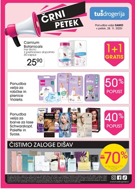 Tuš katalog drogerija Črni petek 2025