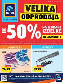 Hofer katalog Velika odprodaja od 4.12.