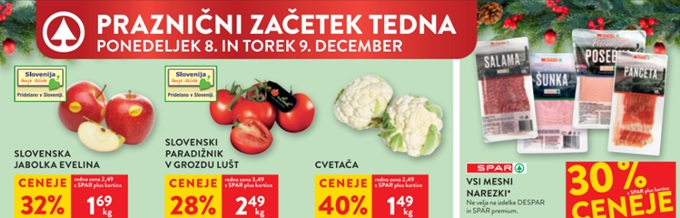 Spar in Interspar akcija za začetek tedna do 9.12.