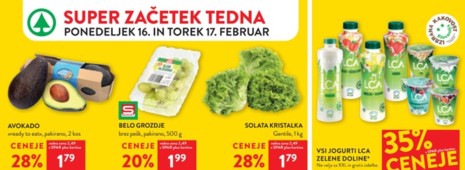 Spar in Interspar akcija za začetek tedna do 17.2.
