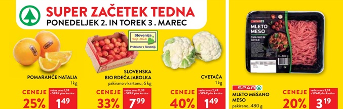 Spar in Interspar akcija za začetek tedna do 3.3.