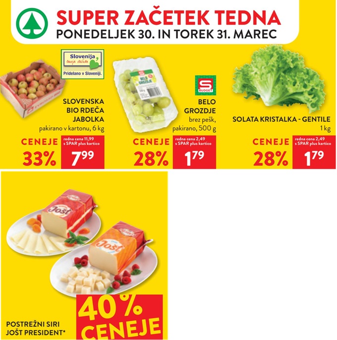 Spar in Interspar akcija za začetek tedna do 31.3.