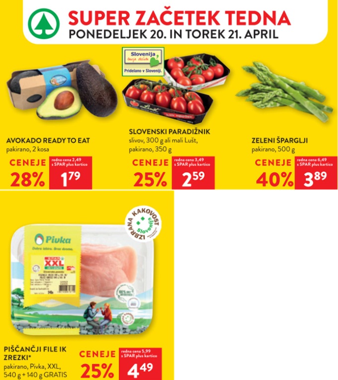 Spar in Interspar akcija za začetek tedna do 21.4.