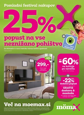 Momax katalog Pomladni festival: -25% na neznižano pohištvo