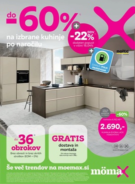 Momax katalog Do -60% + -22% DDV na izbrane kuhinje po meri