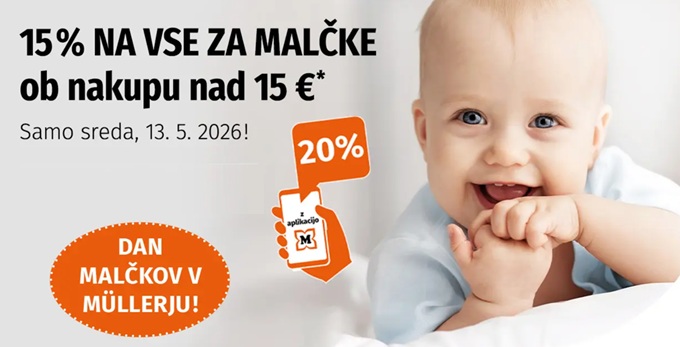 Muller akcija -15% na vse za malčke maj 2026