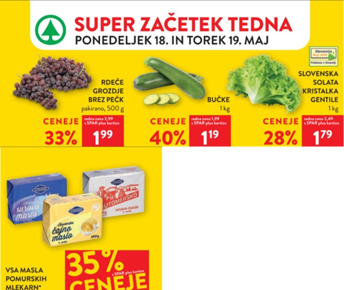 Spar in Interspar akcija za začetek tedna do 19.5.