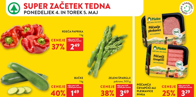 Spar in Interspar akcija za začetek tedna do 5.5.