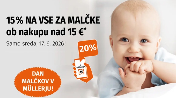 Muller akcija -15% na vse za malčke junij 2026