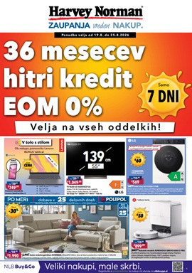Harvey Norman katalog 36 mesecev hitri kredit EOM 0%