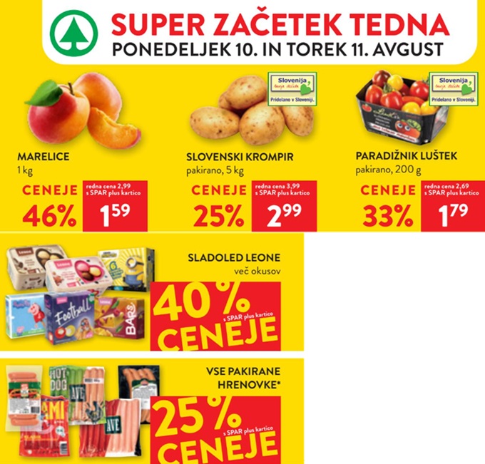Spar in Interspar akcija za začetek tedna do 11.8.