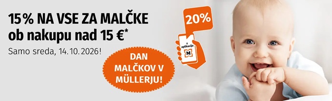 Muller akcija -15% na vse za malčke oktober