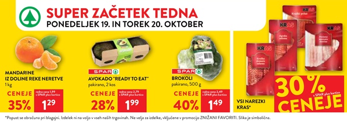 Spar in Interspar akcija za začetek tedna do 20.10.