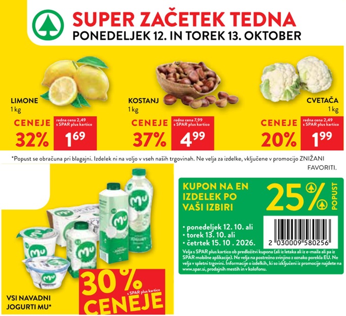 Spar in Interspar akcija za začetek tedna do 13.10.