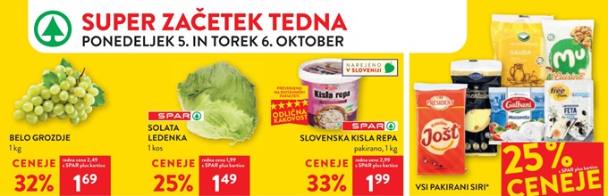 Spar in Interspar akcija za začetek tedna do 6.10.